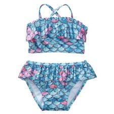 NWT Gymboree True Blue Summer Mermaid Baby Girl Ruffle Shimmer Bikini Swimsuit
