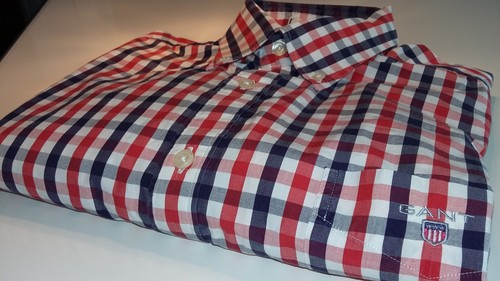 GANT Long Sleeve - Portofino Poplin - Medium (E-Z fit) - Red, White & Blue check