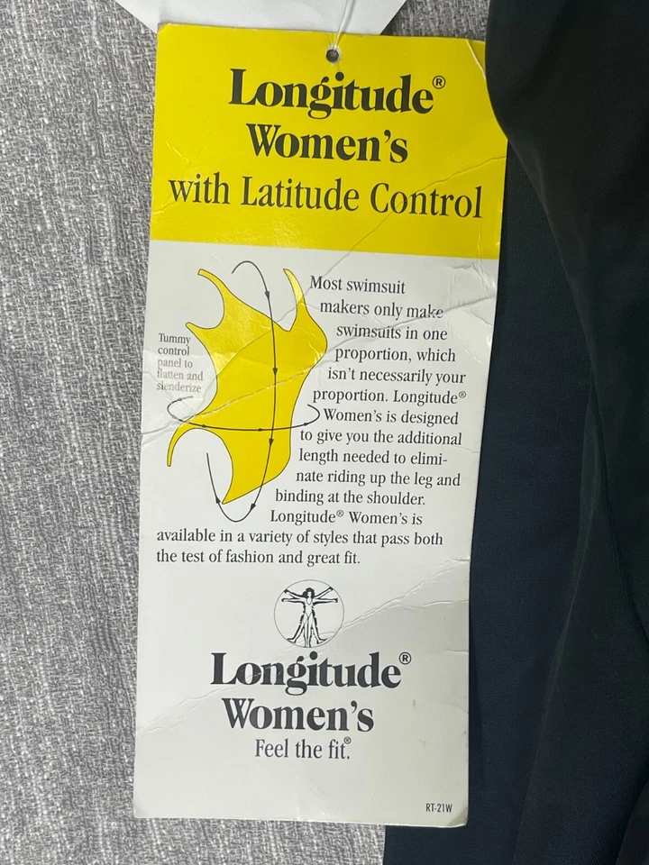 Traje de baño Longitude para mujer 34W negro de una pieza control de latitud playa piscina Foto 3 de 4