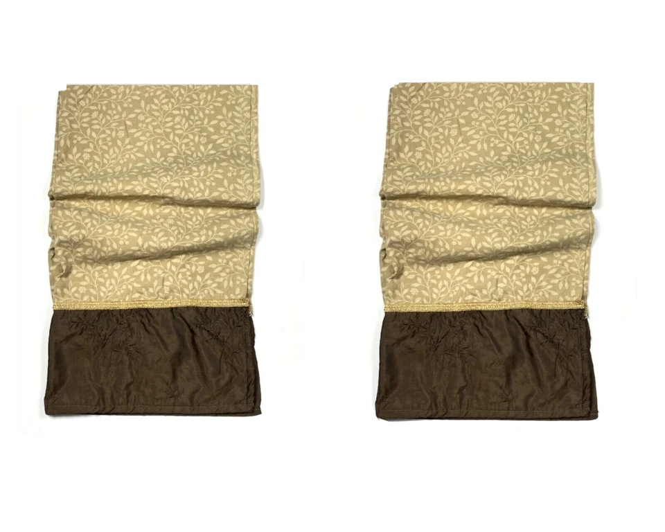 Martha Stewart Vintage Par de Cortinas Paneles Largo Marrón Tostado Borde Cortinas de Lujo Foto 2 de 4