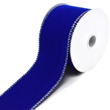 Royal Velvet Wired Edge Christmas Ribbon, Royal Blue, 2-1/2-inch, 10-yard