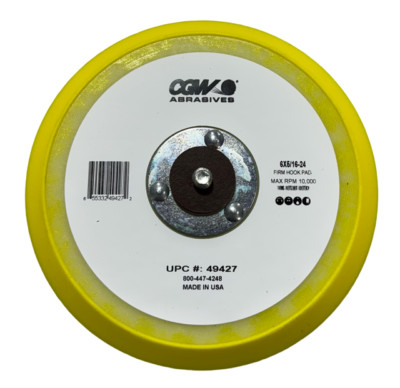 CGW 6'' Fiberglass Hubbed Hook & Loop Disc Pad, Firm USA Made