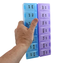 Jumbo Extra Large 9" x 4.75" Pill Organizer 7 Day 2 Times a Day Weekly Pill Box 