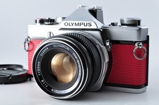 Near MINT Olympus OM-1 35mm SLR Film Camera Red ZUIKO AUTO-S 50mm f/1.8 JAPAN