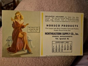 1951 Northeastern Supply Co. NORSCO Pinup Cheesecake Ink Blotter Advertising