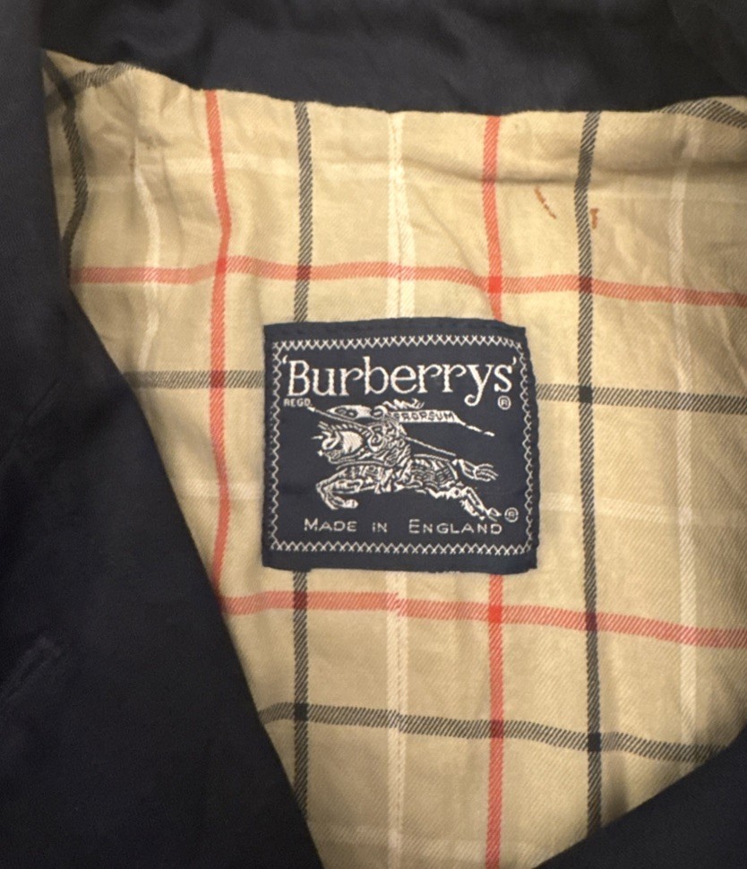Burberry's Vintage Check Navy Cotton Long Trench City Mac Coat Women's 16/18 thumbnail 6