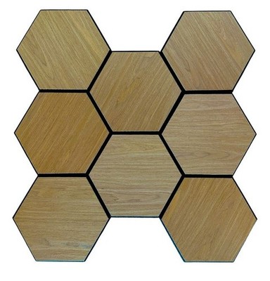 Hexagon 3D Wood Veneer Honeycomb Cutout for Wall Decor Panels Walnut 10 pcs