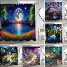 3D Fantasy Enchanted Landscape Shower Curtain Bathroom Waterproof Curtains Decor