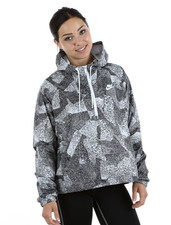 Nike Womens Pullover Jacket Windbreaker Hood Loose Black White Print XS