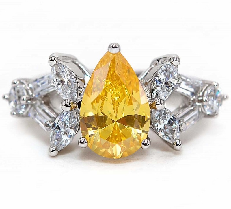 3CT Heat Treated Yellow Topaz 925 Genuine Sterling Silver Ring Sz 8 NF1-7