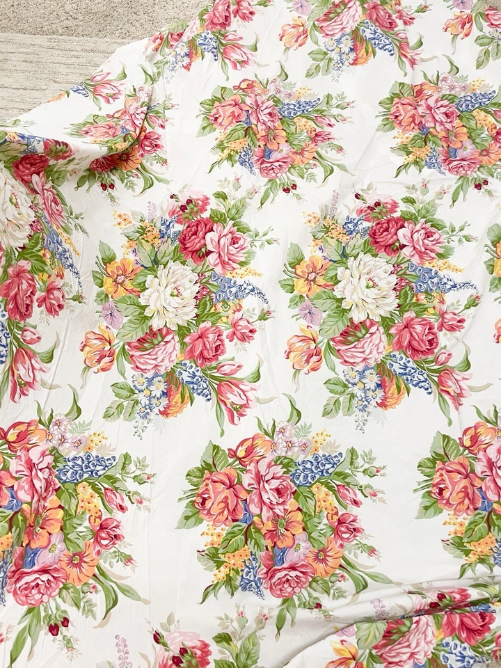 Ralph Lauren Melissa King Flat Sheet-Fabric 100% Cotton Big White Flower - Изображение 2 из 4