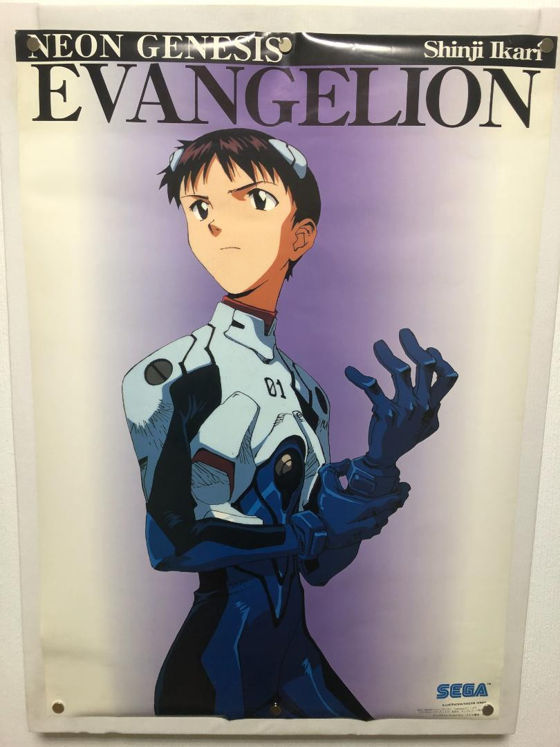 B2 EVANGELION POSTER SEGA 額装 ポスターヒーローズ Neon Genesis Evangelion Eva Shinji B2 Poster Gainax Japan