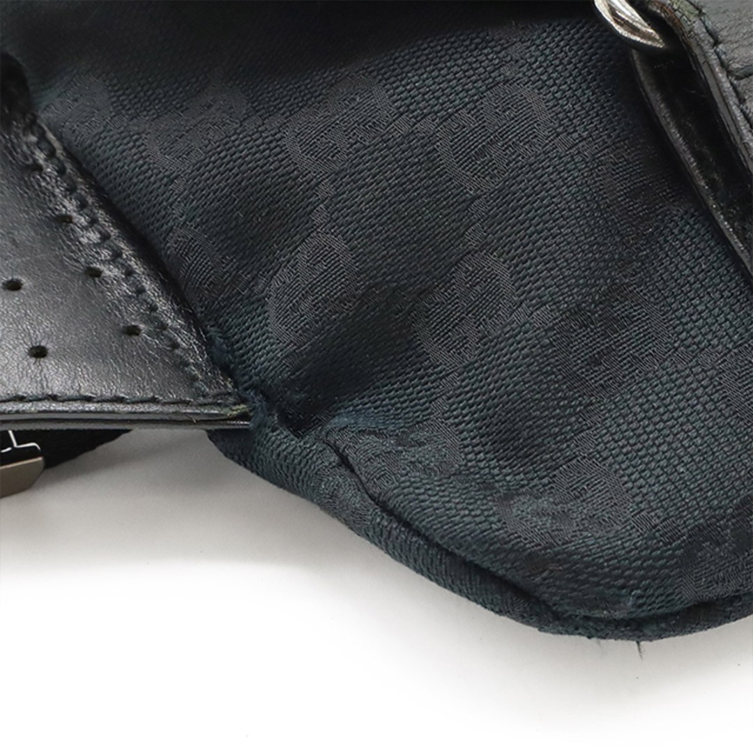 Gucci GG Canvas Waist Bag Leather Black Silver Hardware Used New thumbnail 9
