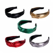 5 PCS Christmas Headband Women Glitter Knotted NonSlip Wide Hair Band