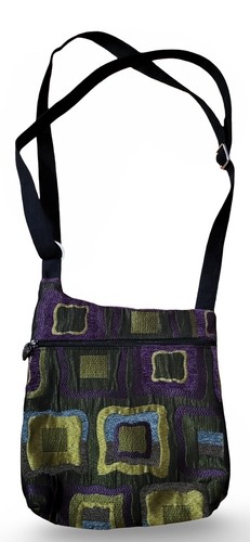 Trimdin Fabric Purse crossbody Reversible Pattern Artisan Crafted Suede Handle