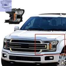 FOR 18-20 FORD F150 PICKUP TRUCK PAIR OE STYLE HEADLIGHT LAMPS BLACK AMBER