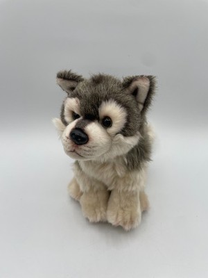 Demdaco Nat & Jules Wolf Small 11'' Grey White Beige Black 2012 Husky Puppy Dog