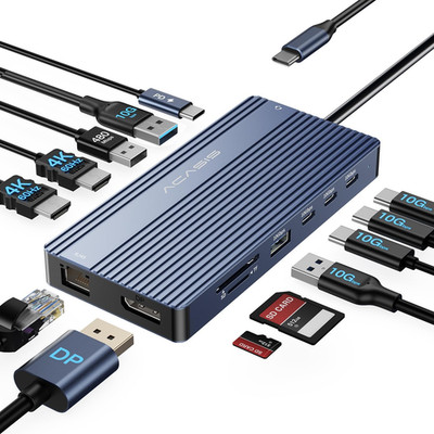 ACASIS USB C Hub 14-1 USB C Docking Station Dual Monitor, Mit 2 Hdmi+Dp(4K60Hz),