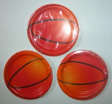 NEW NIP 24 Paper Snack Plate Championship Basketball 3 Sets