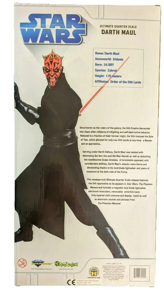 Figura parlante Darth Maul Ultimate escala 1/4 Diamond Select Star Wars nueva en caja Foto 2 de 3