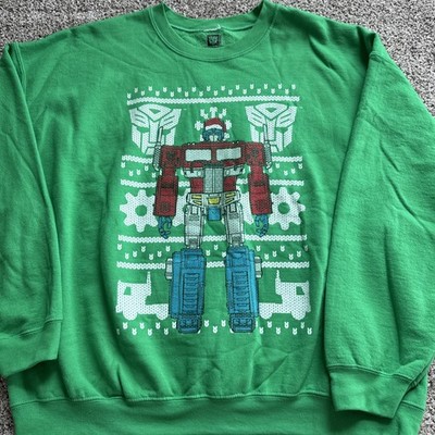 Optimus Prime Transformers Ugly Christmas Sweater Men s  2XL Green Sweatshirt
