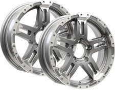 eCustomrim 2-Pk Aluminum Trailer Wheels 15X5 15" 5 Lug On 4.5 Turismo Gun Metal
