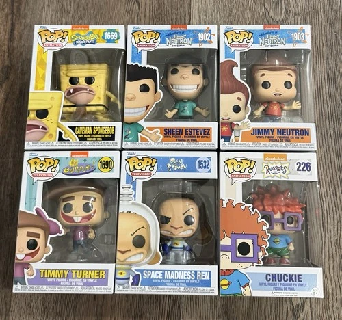 Funko Pop! Nickelodeon Lot Of 6 Jimmy Neutron SpongeBob Rugrats Ren & Stimpy