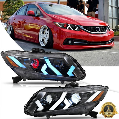 #ad #ad Red Devil Eye LED Headlights For Honda Civic 2012 2015 Head Lamp Assembly 1Set $599.00
