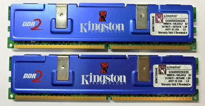 Kingston HyperX 2GB (2x1GB) DDR2 KHX6000D2K2/2G Kit of 2 PC2-5300  1.9V #R2728