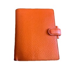 Filofax Finsbury Orange Pocket Organiser Planner Book Real Leather 6 Ring A7 Six