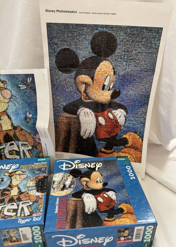 2 1000 Piezas Disney Fotomosaico Rompecabezas Mickey Mouse y Tigger Con Pósters Foto 3 de 4