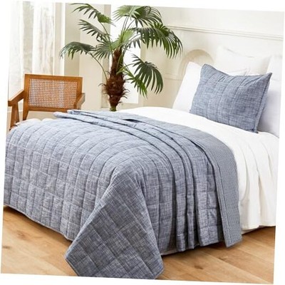 Navy Quilts Quilt， Cotton Quilt Bedding Set，2-Pieces Quilted Twin Denim Blue