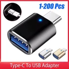 LED USB-C 3.1 Male to USBA Female Adapter Converter OTG Type C Android Phone LOT