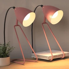 Table Lamp Set of 2, 350°Rotatable Small Desk Lamp, Modern Pink Reading Bedsi...