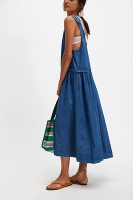 free people willie denim midi dress FREE PEOPLE Willie Denim Midi Dress
