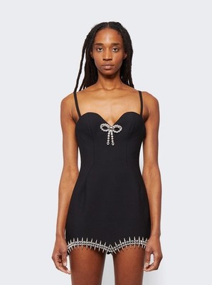 AREA Crystal Embellished Spike Sleeveless Mini Dress In Black US 10 Org $1,495