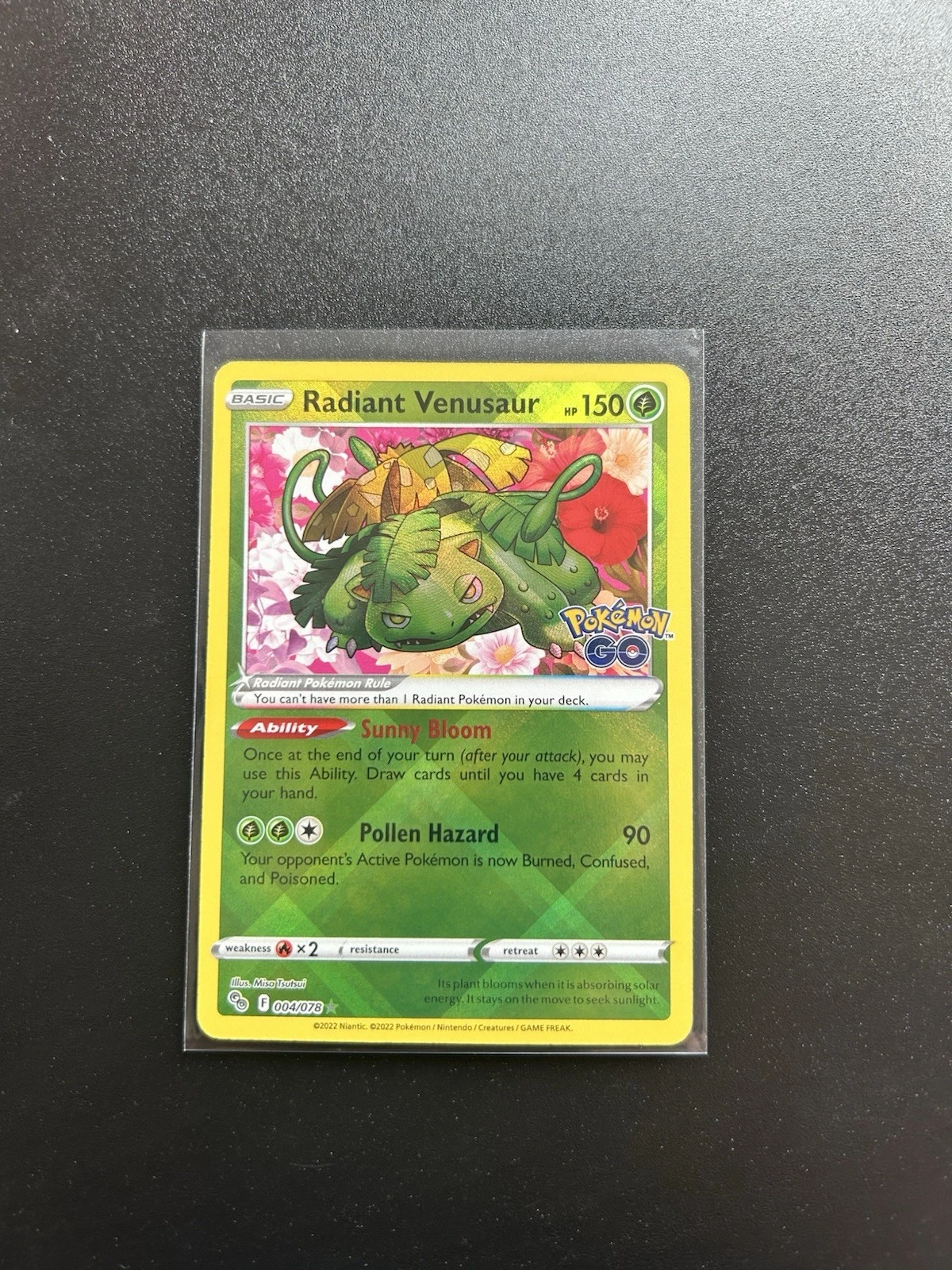 Pokémon TCG Radiant Venusaur Holo Card Pokemon Go 004/078 Rare