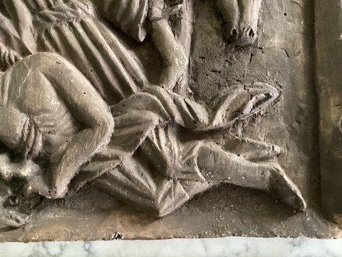 Antigua placa de pared de escultura en relieve de yeso de tiza "EL BUEN SAMARITANO" - Imagen 6 de 7