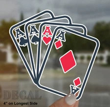 4 Aces Decal Sticker 4" | Truck  Car  Window  Bumper