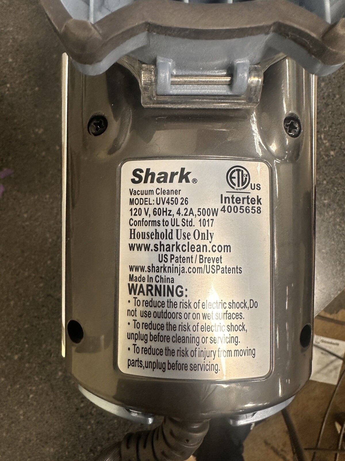 Shark Rocket Deluxe Pro Corded Stick Vacuum UV450 26 Motor only