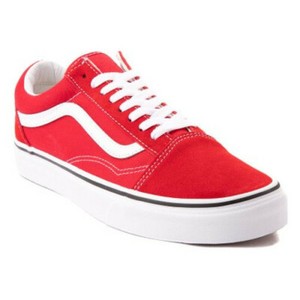 Vans Old Skool Hombre Mujer Rojo Blanco Lona Tenis De Skate Gamuza Low Top  | eBay