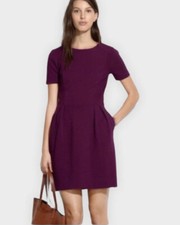 Madewell Short Sleeve Crew Neck Gallerist Ponte Dress Eggplant Purple SZ 0