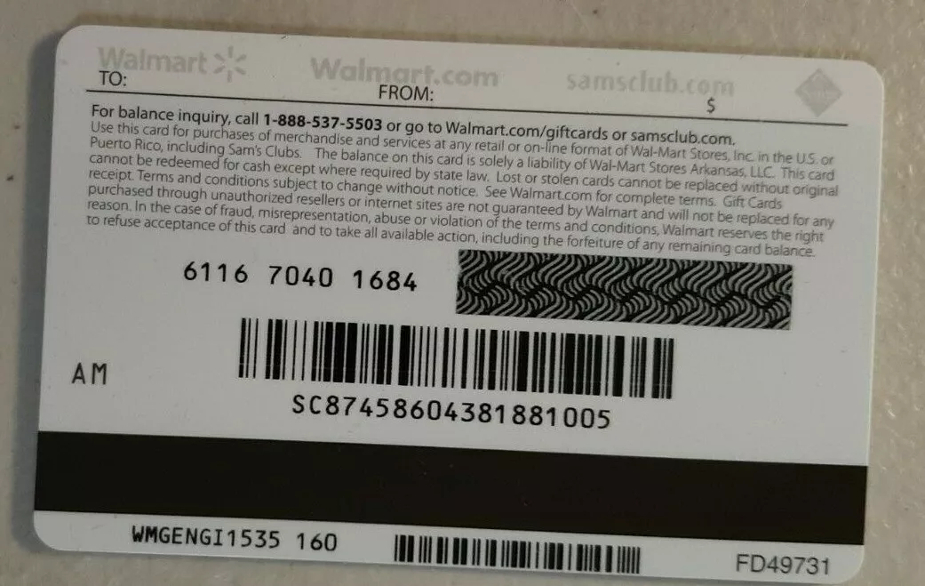 Walmart clearance gift card