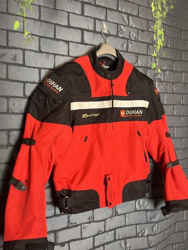 Talla XL Para hombres Duhan Chaqueta de Motocicleta Carreras Blindada Protectora Naranja Negro Bolsillo - Imagen 2 de 13