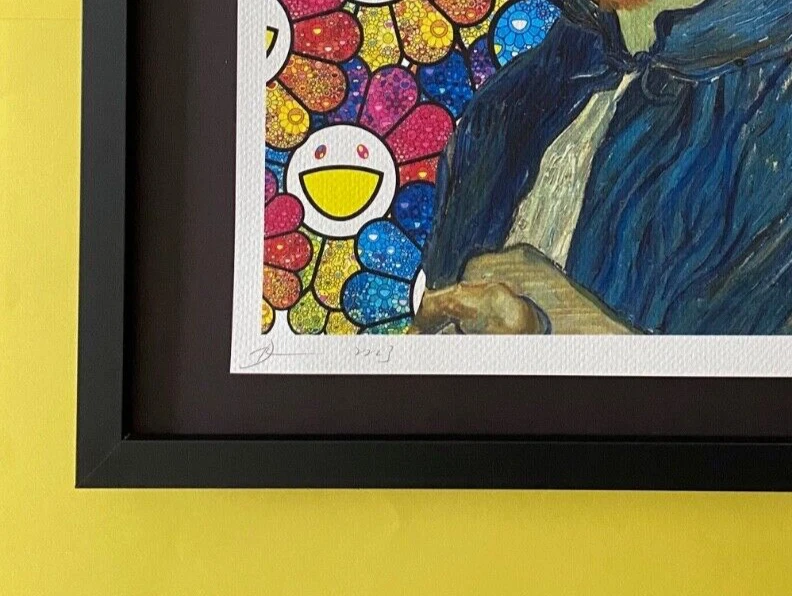 DEATH NYC Firmado a Mano GRAN Impresión Enmarcada 16x20 pulgadas Certificado de Autenticidad Arte Pop Van Gogh Murakami N Foto 4 de 4