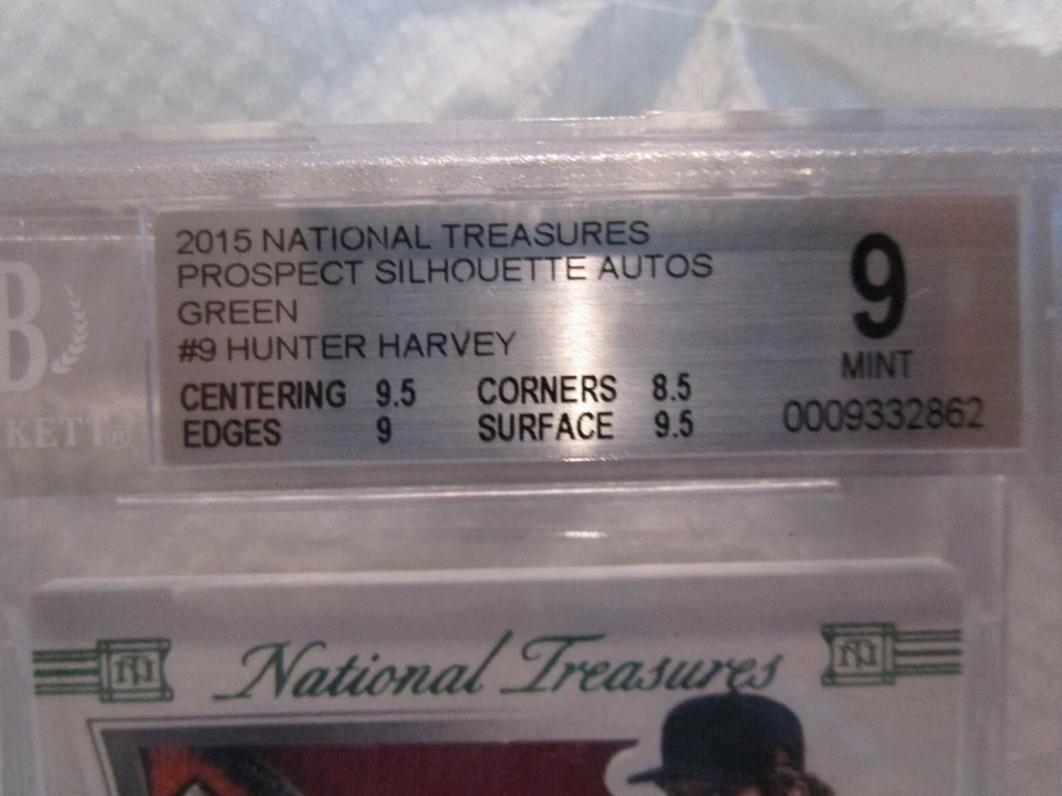 HUNTER HARVEY 2015 NATIONAL TREASURES 5CLR SILHOUETTE GREEN AUTOS#5/5 RC BGS9/10 - Image 4 of 4
