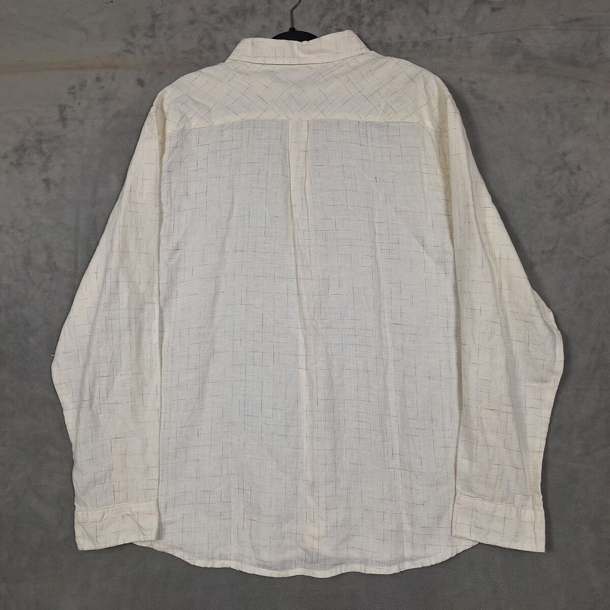 Carbon 2 Cobalt Linen shirt men XL white geometric plaid Carbon 2 Cobalt Linen shirt men XL white geometric plaid