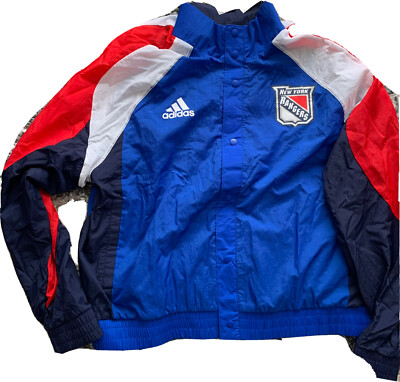 NY RANGERS ADIDAS JACKET 2XL NYLON WINDBREAKER RETRO LADY LIBERTY
