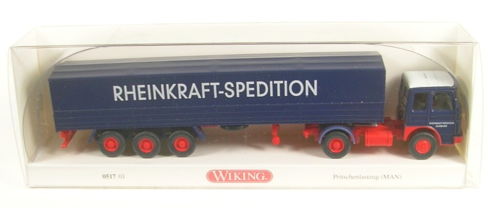 Man Flatbed Trailer Rheinkraft Shipping 1:87 Wiking