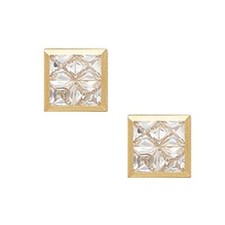 14K Solid Yellow Gold 5MM Square Cut Bezel Set Cubic Zircon Studs ER-PE5
